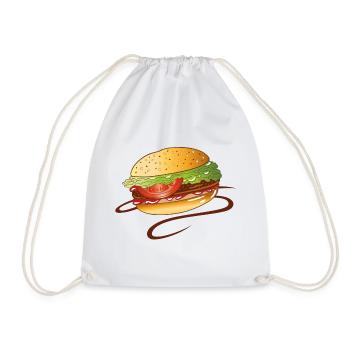 Burger Fast Food Junk Imbiss Grillen BBQ - Turnbeutel - Weiß - Vorne