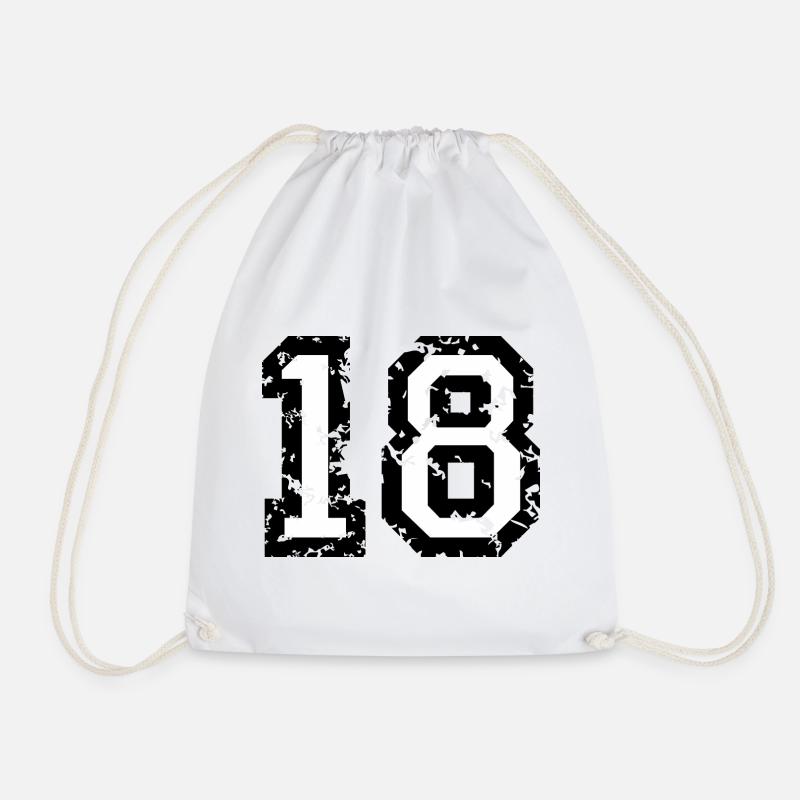The Number Eighteen - No. 18 (two-color) white - Drawstring Bag - white
