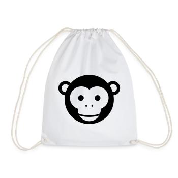 Monkey Head – Cute Monkey Face Cartoon - Drawstring Bag - white - Front