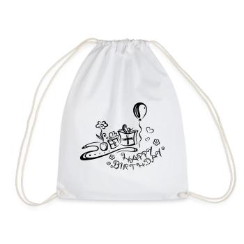 Happy Birthday motif, Congratulations - Drawstring Bag - white - Front
