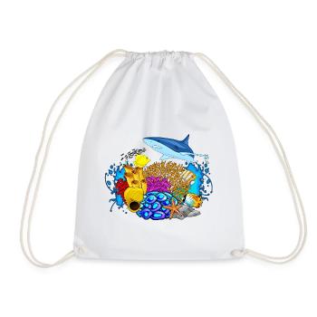 diving - diving underwater world marine life - Drawstring Bag - white - Front