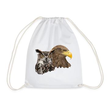 Pigargo and Owl - Drawstring Bag - white - Front