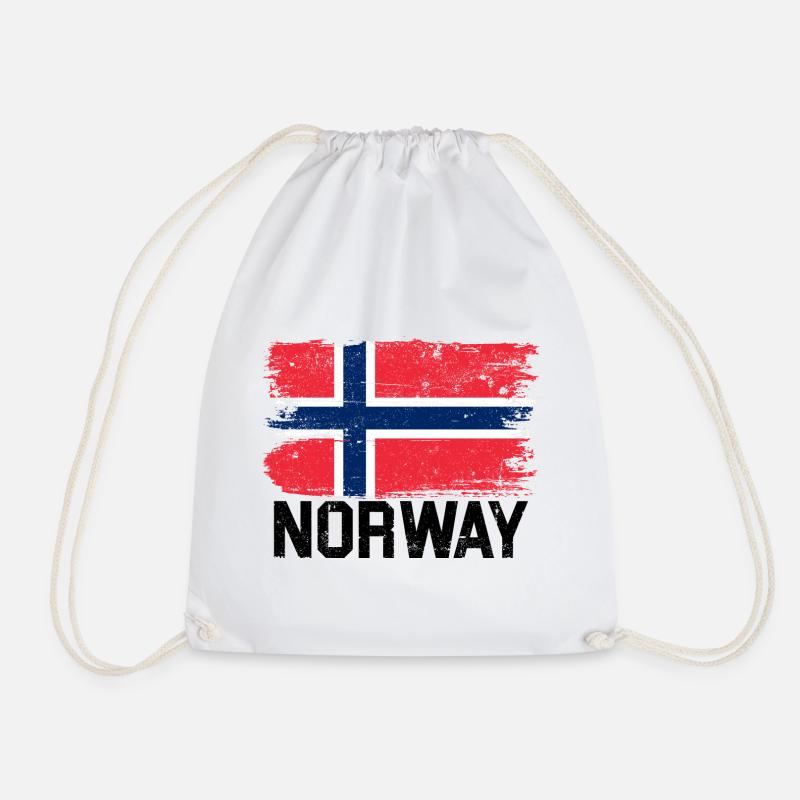 Nordic Grunge Norway Flag - Drawstring Bag - white