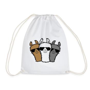 3 llama friends - Drawstring Bag - white - Front