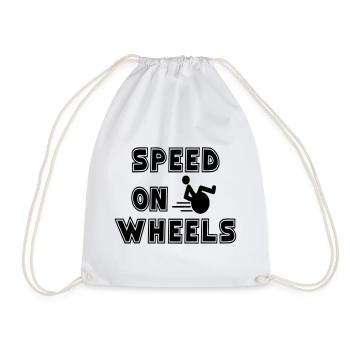 Speed on wheels for real fast wheelchair users # - Drawstring Bag - white - Front