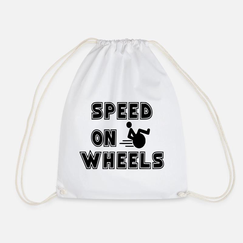 Speed on wheels for real fast wheelchair users # - Drawstring Bag - white