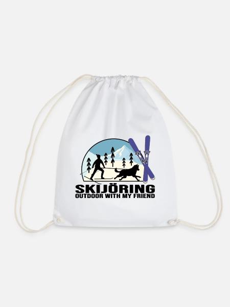 skijöring ski avec chien train chien chien skieur - Sac de sport léger - blanc