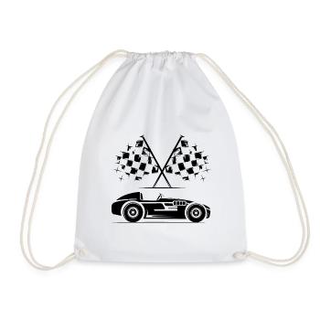 Vintage car old cars flag racing classic icon - Drawstring Bag - white - Front