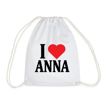 T-shirt I love Anna t-shirt gift idea - Drawstring Bag - white - Front