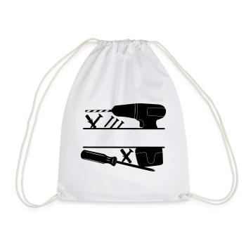 Carpenter drill logo - Drawstring Bag - white - Front