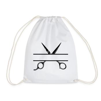 Texte bannière logo coiffeur ouvrir ciseaux - Sac de sport léger - blanc - Devant