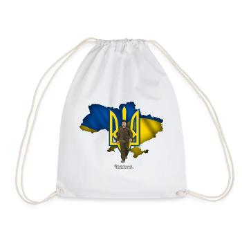 Ukraine outline trident Zelensky - Drawstring Bag - white - Front