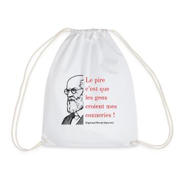 Citation de Sigmund Freud bourré - cadeau pour psy - Sac de sport léger - blanc - Devant