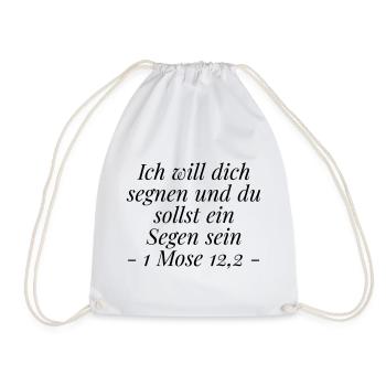 Segen sein: Christliches Geschenk 1 Mose 12,2 - Turnbeutel - Weiß - Vorne
