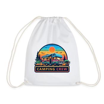 Retro Sunset Camping RV Crew - Drawstring Bag - white - Front