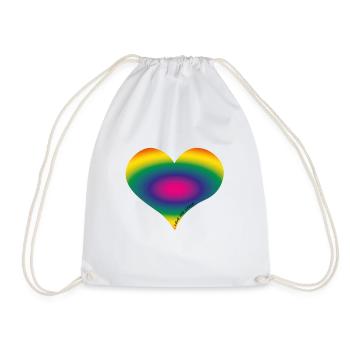 Herz mit außergewöhnlichem Regenbogen - horizontal - Turnbeutel - Weiß - Vorne