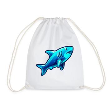 Shark - Drawstring Bag - white - Front
