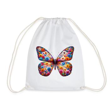 Butterfly decorated with flowers - Drawstring Bag - white - Front