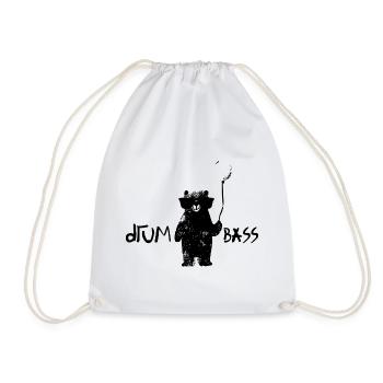 Drum and Bass Teddy – Cool Design for Kids - Drawstring Bag - white - Front