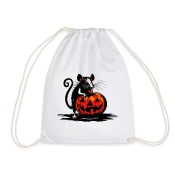 Ratte knabbert an Halloween Kürbis - Turnbeutel - Weiß - Vorne