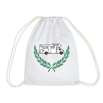 Camper in laurel wreath white design - Drawstring Bag - white - Front