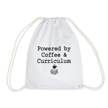 Powered by Coffee &amp; Curriculum Coffee Statement - Drawstring Bag - white - Front