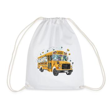 Haunted School Bus with Ghosts and Witch - Drawstring Bag - white - Front