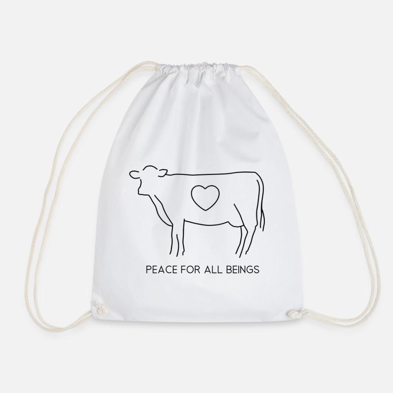 Peace for All Beings – Fine Line Weihnachts Kuh - Turnbeutel - Weiß