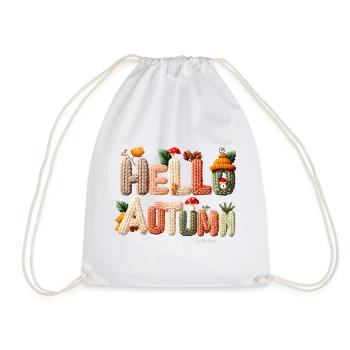 Hello Autumn – Warmes Strickdesign - Turnbeutel - Weiß - Vorne