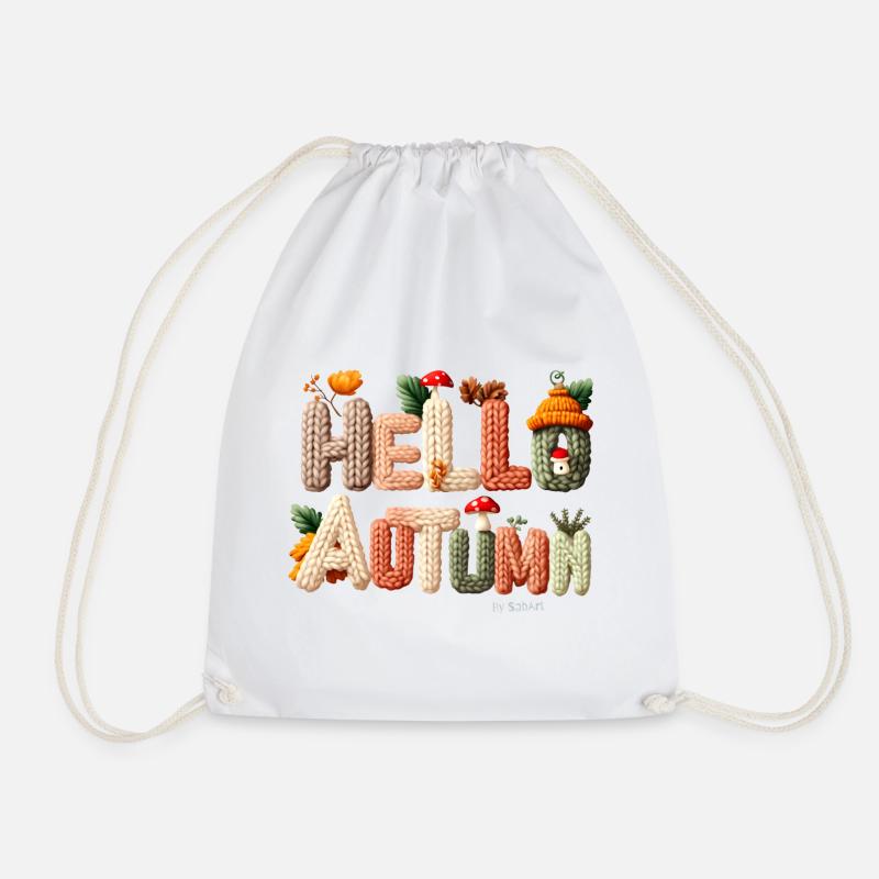 Hello Autumn – Warmes Strickdesign - Turnbeutel - Weiß