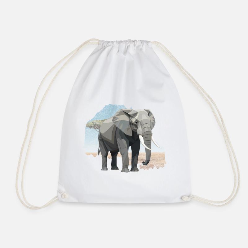 Geometric elephant in savannah style - Drawstring Bag - white