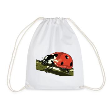 Ladybug on plant stem - Drawstring Bag - white - Front