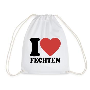 I Love Fechten - Herz - Fechter - Turnbeutel - Weiß - Vorne