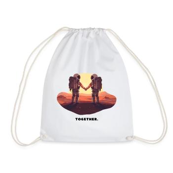 Astronaut Couple — Love On Mars - Drawstring Bag - white - Front