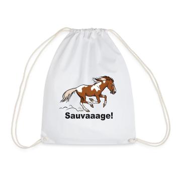 Magpie Wild Horse (for light textiles) - Drawstring Bag - white - Front