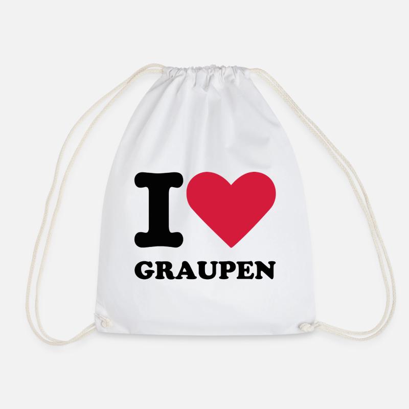 Stromberg Mit Spruch I Love Graupen - Turnbeutel - Weiß
