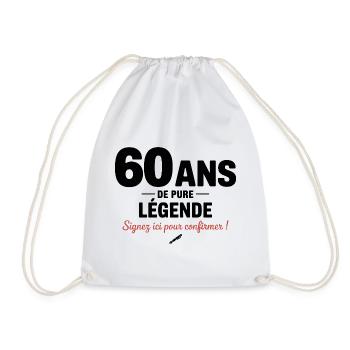 60 Years of Pure Legend Funny Birthday Gift - Drawstring Bag - white - Front