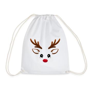 Rudolph Reindeer - Drawstring Bag - white - Front