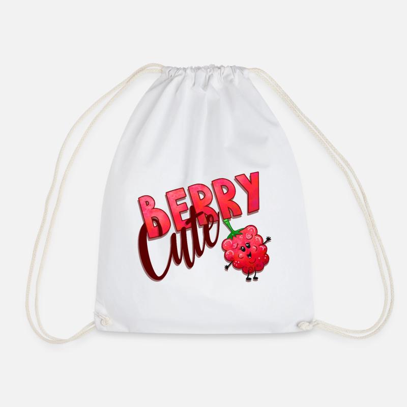 Berry Cute Raspberry - Drawstring Bag - white