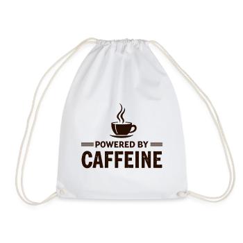 Powered By Caffeine Coffee Saying Energy - Drawstring Bag - white - Front