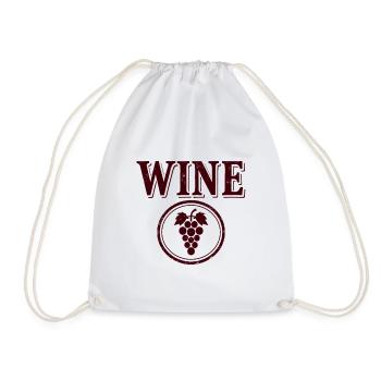 WINE Grape Emblem - Drawstring Bag - white - Front