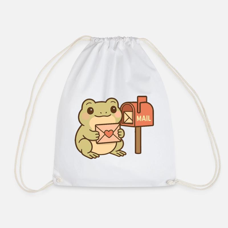 Kawaii Frosch mit Brief – Cute Mail Frog - Turnbeutel - Weiß