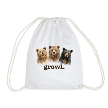 Bears Growl Funny Bear Lover Growl - Drawstring Bag - white - Front