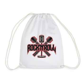 RocknRoll Mic and Guitars Emblem - Drawstring Bag - white - Front