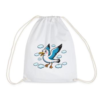 Clouds Flight Seagull Cartoon - Drawstring Bag - white - Front