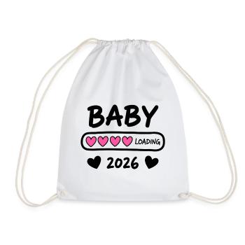 Baby Loading 2026 Schwangerschaft Eltern - Turnbeutel - Weiß - Vorne