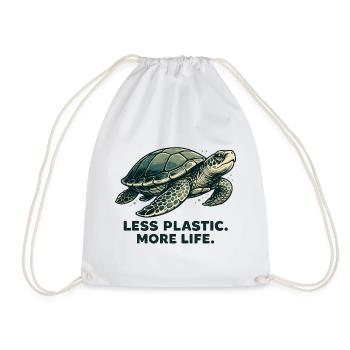 Less Plastic More Life Schildkröten Design - Turnbeutel - Weiß - Vorne