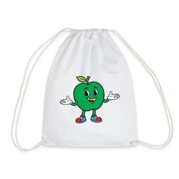Mascotte pomme verte en baskets - Sac de sport léger - blanc - Devant