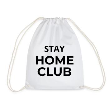 STAY HOME CLUB – Minimal Unisex Sweatshirt - Drawstring Bag - white - Front