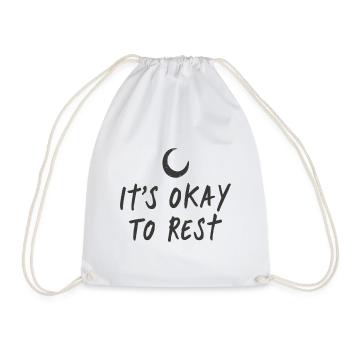 It's Okay to Rest Crescent Moon Lettering - Drawstring Bag - white - Front